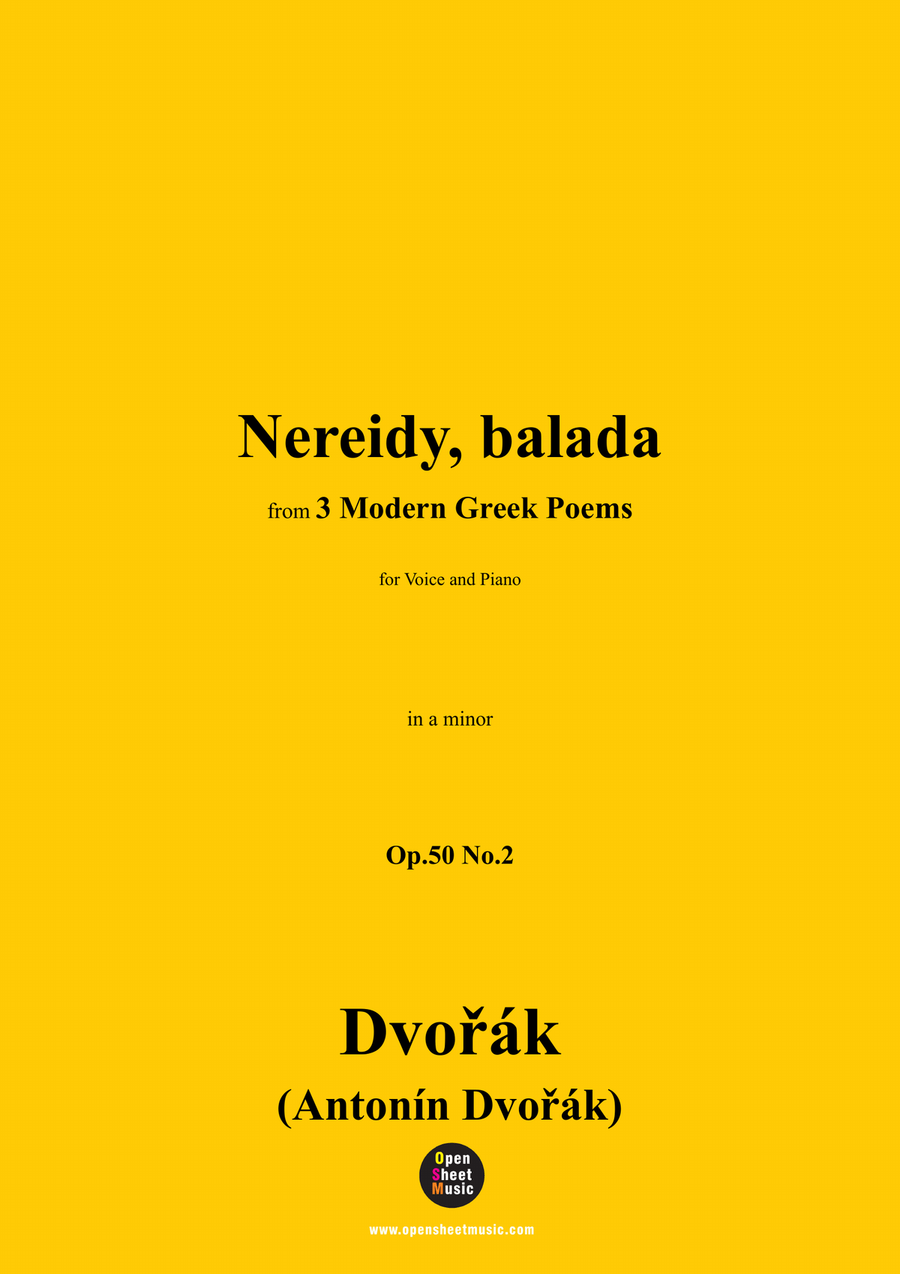 A. Dvořák-Nereidy,balada,in a minor Piano, Vocal scores gallery preview page 1