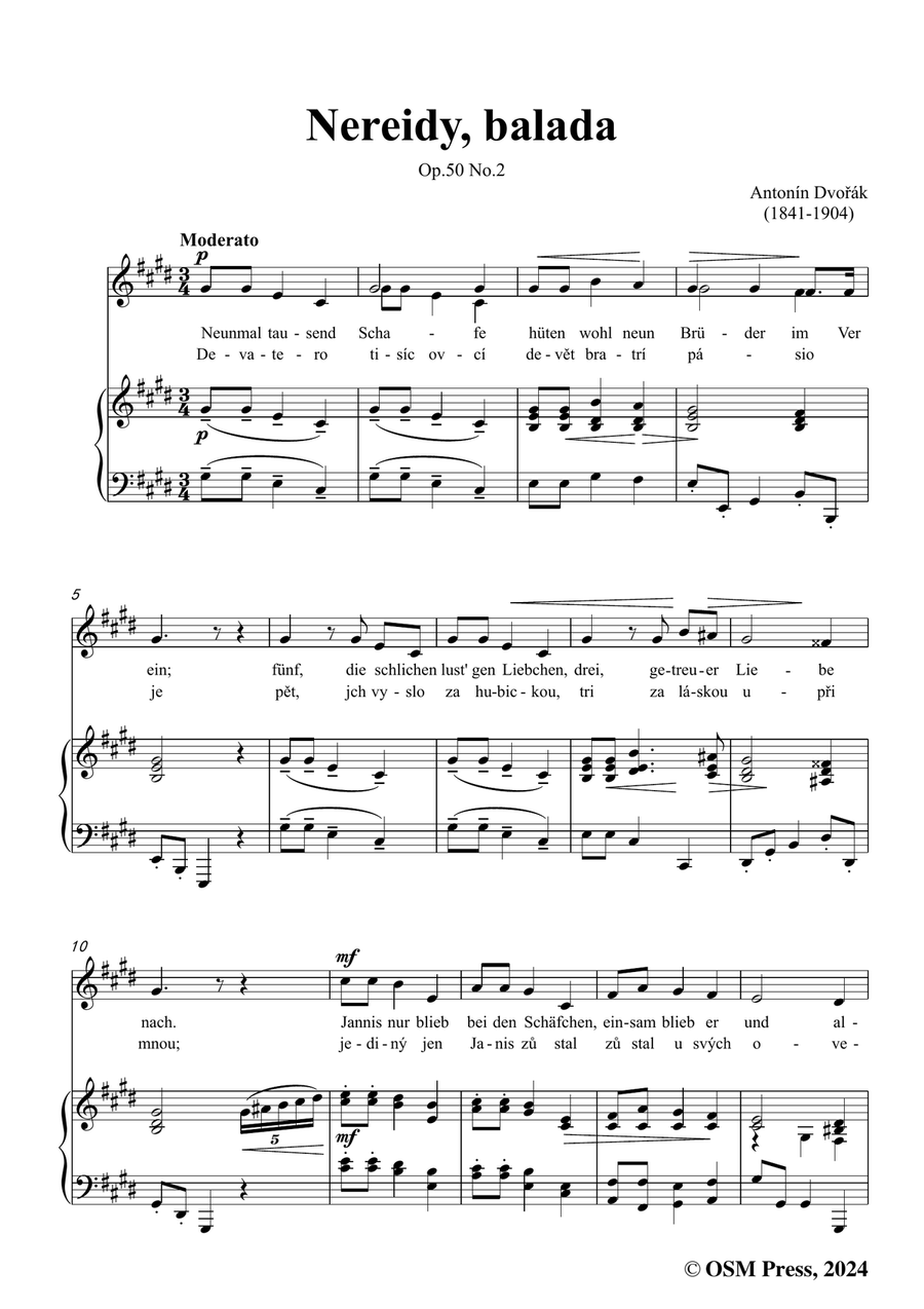 A. Dvořák-Nereidy,balada,in c sharp minor Piano, Vocal scores gallery preview page 3