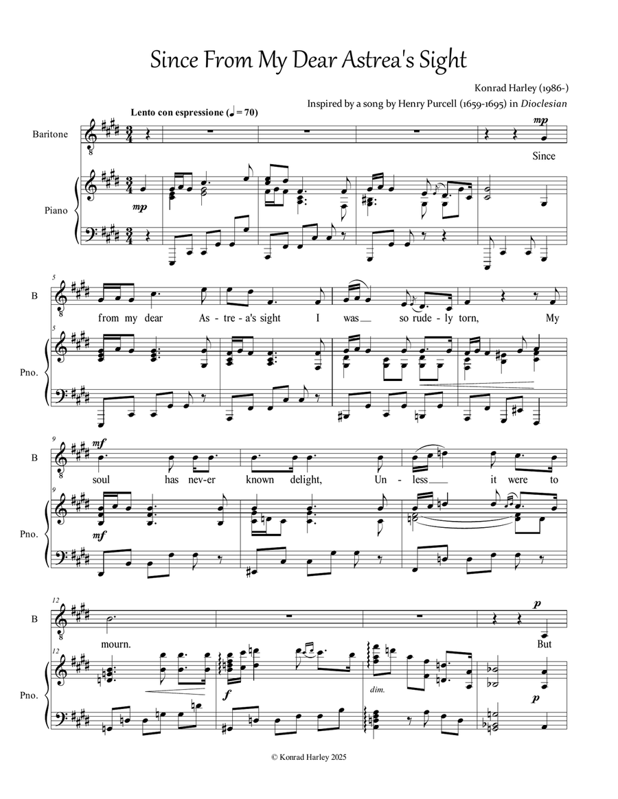Since From My Dear Astrea's Sight Piano, Vocal scores gallery preview page 1