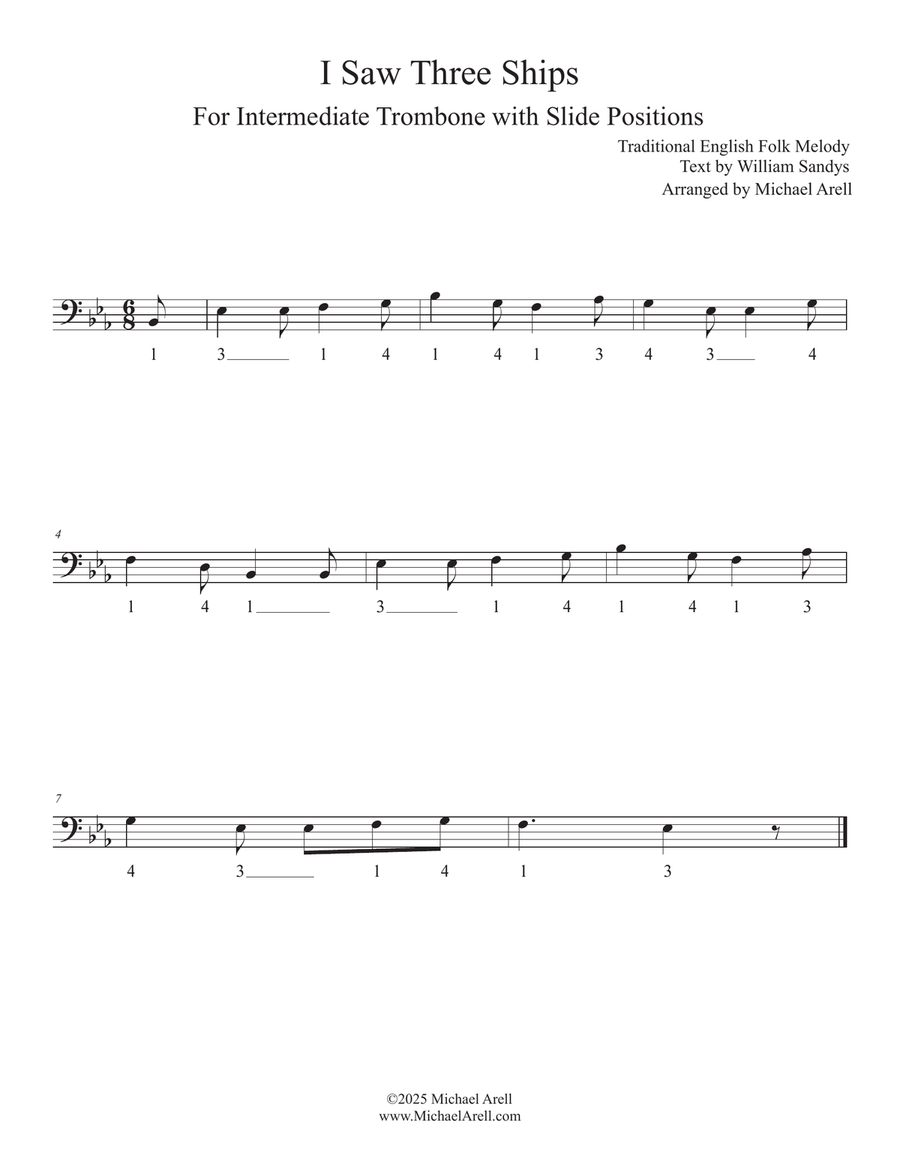 I Saw Three Ships for Trombone Bass Trombone scores gallery preview page 2