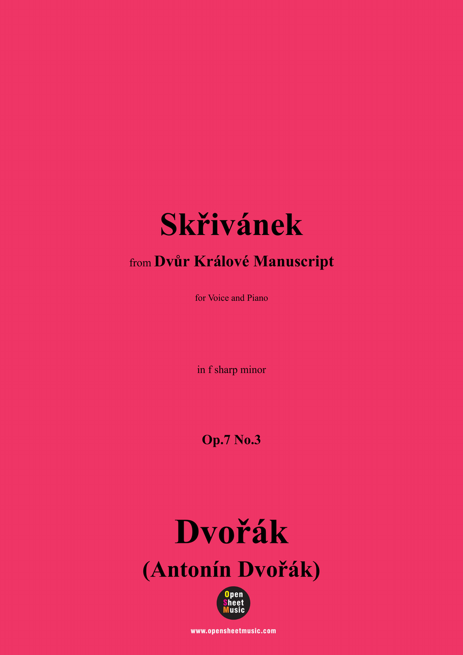 A. Dvořák-Skřivánek(The Lark),in f sharp minor Piano, Vocal scores gallery preview page 1