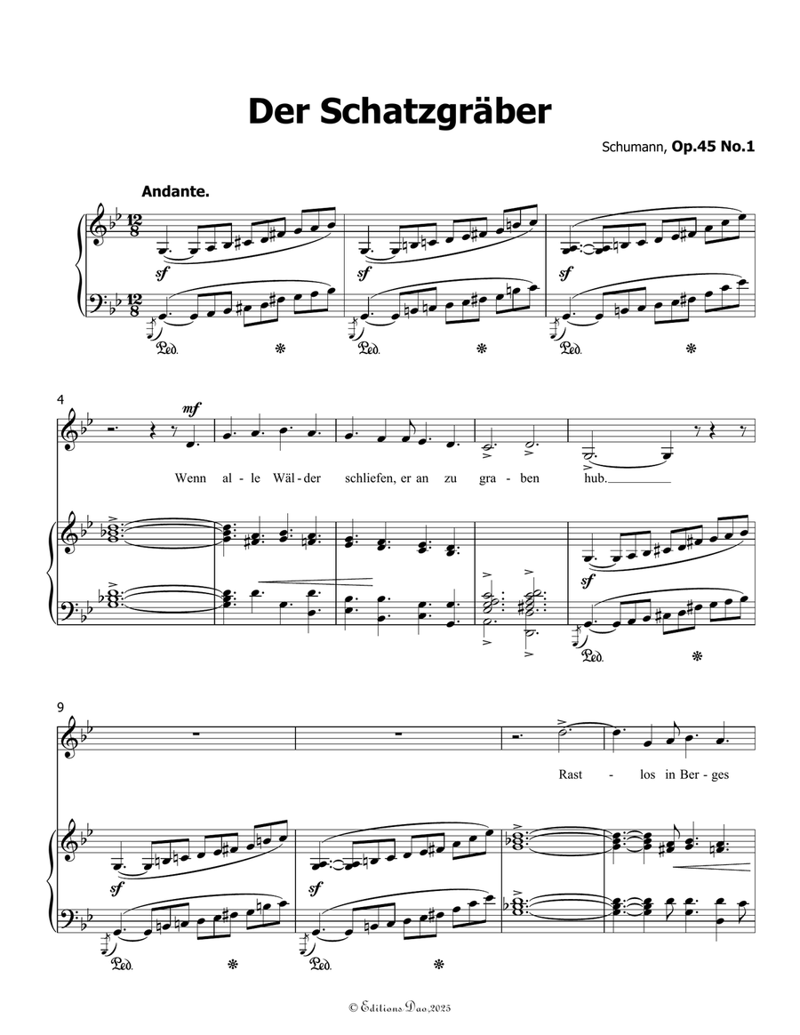 Der Schatzgräber, by Schumann, Op.45 No.1, in g minor Piano, Vocal scores gallery preview page 3