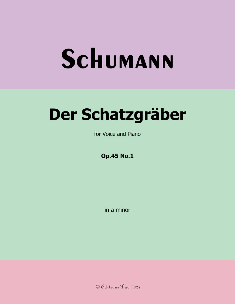 Der Schatzgräber, by Schumann, Op.45 No.1, in a minor Piano, Vocal scores gallery preview page 1