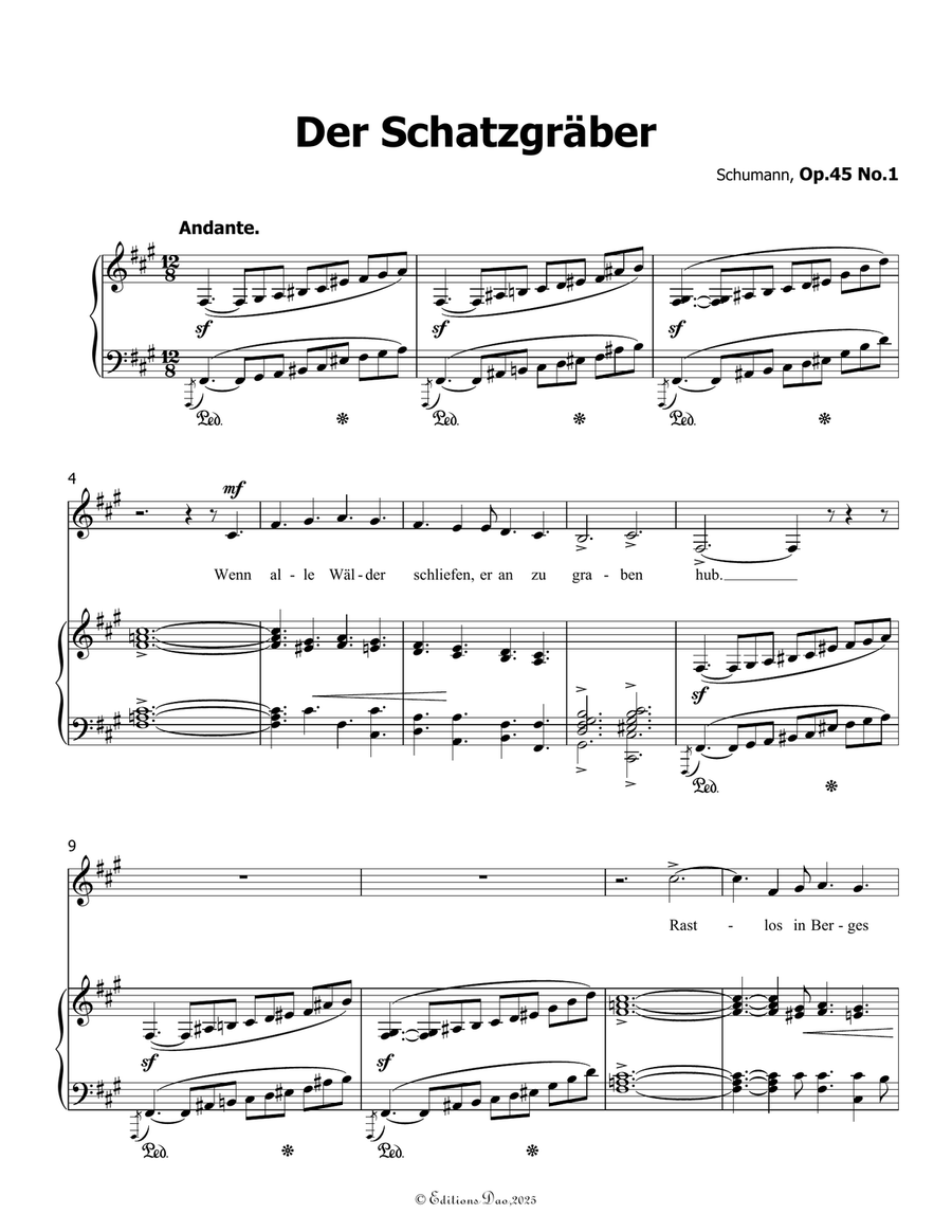 Der Schatzgräber, by Schumann, Op.45 No.1, in f sharp minor Piano, Vocal scores gallery preview page 3