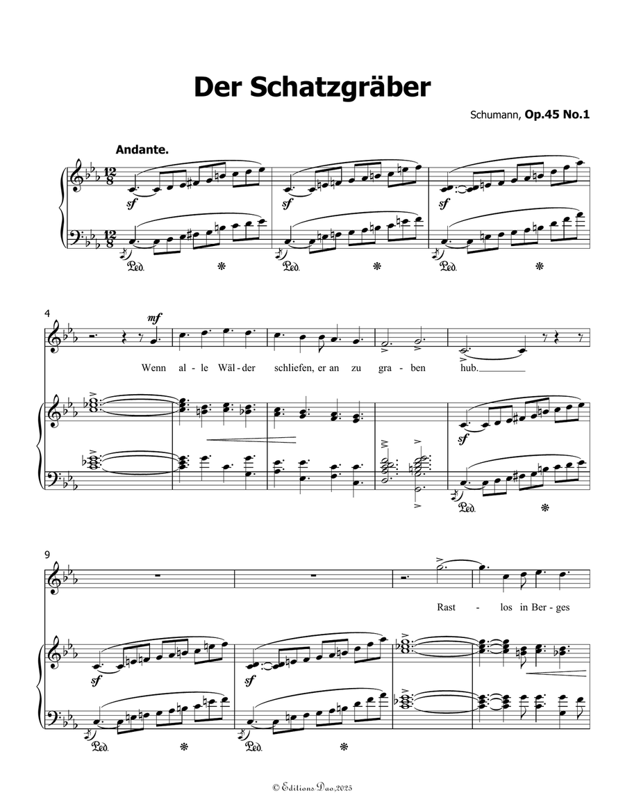 Der Schatzgräber, by Schumann, Op.45 No.1, in c minor Piano, Vocal scores gallery preview page 3