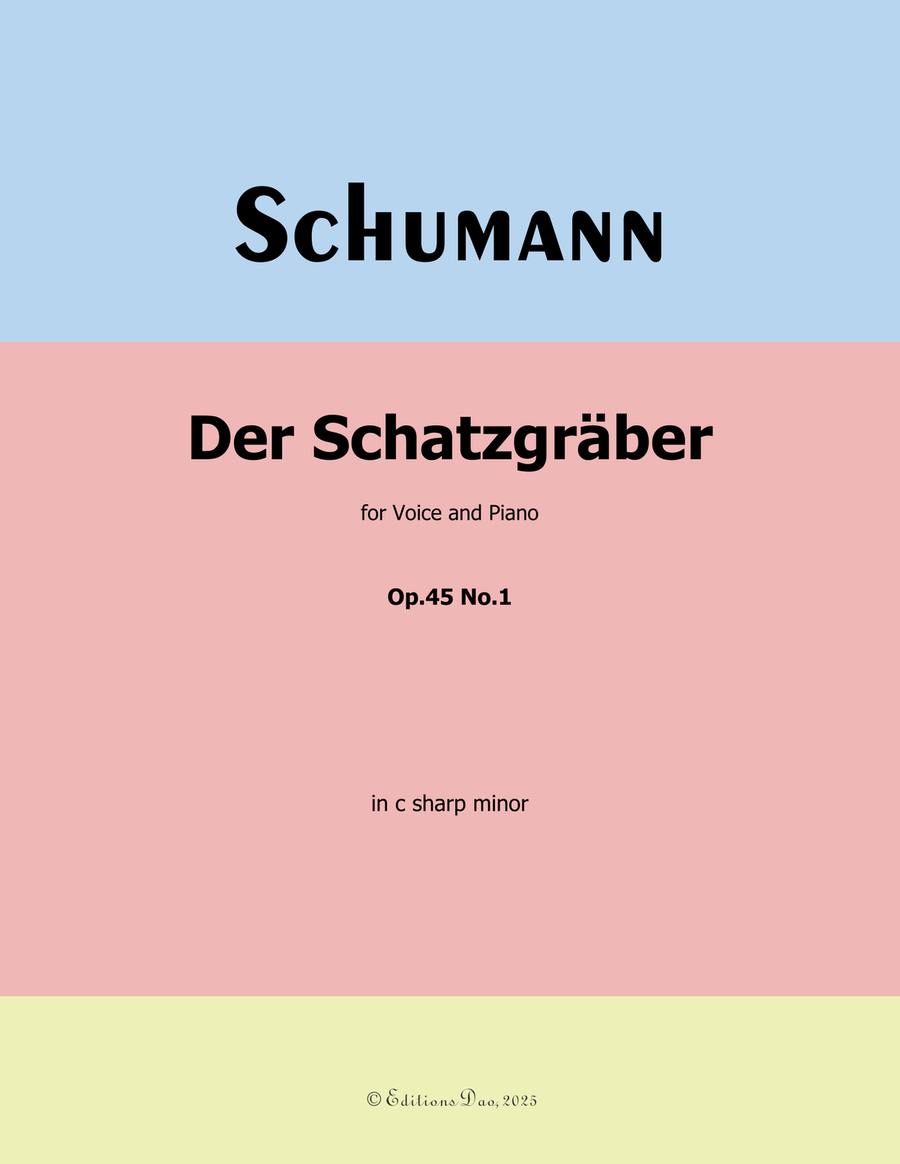 Der Schatzgräber, by Schumann, Op.45 No.1, in c sharp minor Piano, Vocal scores gallery preview page 1