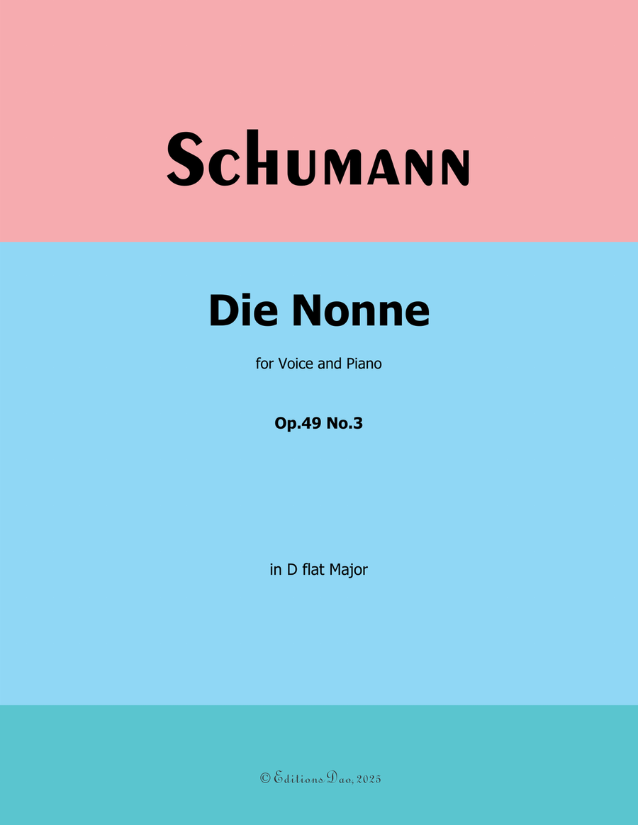 Die Nonne, by Schumann, Op.49 No.3, in D flat Major Piano, Vocal scores gallery preview page 1