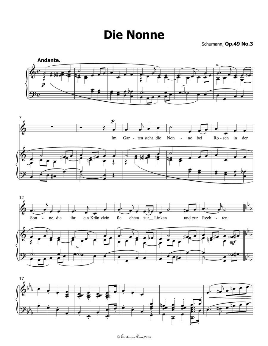 Die Nonne, by Schumann, Op.49 No.3, in C Major Piano, Vocal scores gallery preview page 3