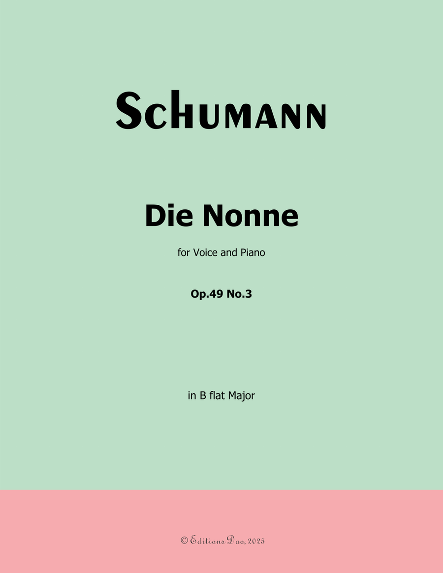 Die Nonne, by Schumann, Op.49 No.3, in B flat Major Piano, Vocal scores gallery preview page 1
