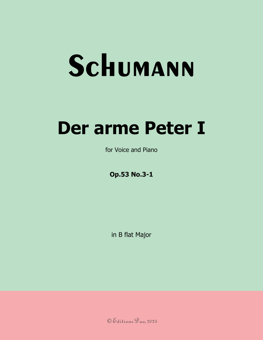 Der arme Peter 1, by Schumann, Op.53 No.3-1, in B flat Major Piano, Vocal scores gallery preview page 1
