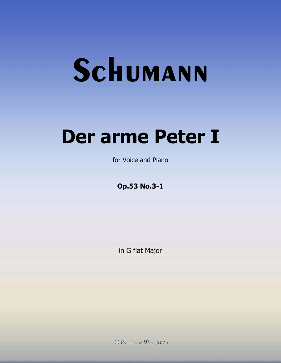 Der arme Peter 1, by Schumann, Op.53 No.3-1, in G flat Major Piano, Vocal scores gallery preview page 1