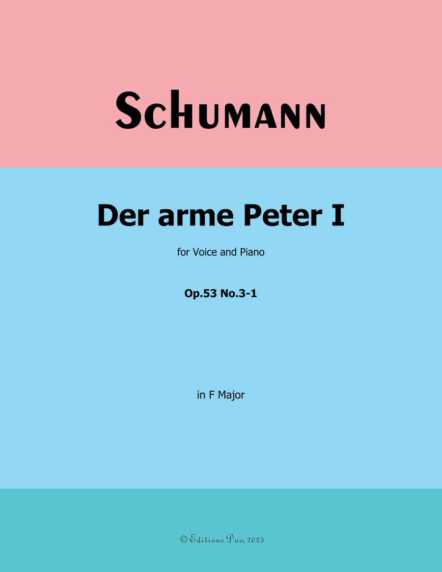 Der arme Peter 1, by Schumann, Op.53 No.3-1, in F Major Piano, Vocal scores gallery preview page 1