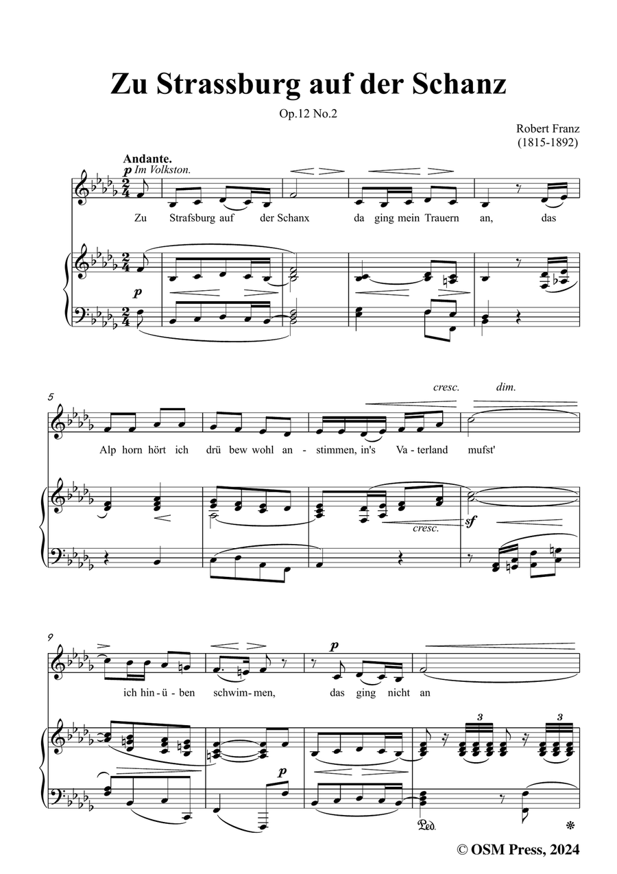 R. Franz-Zu Strassburg auf der Schanz,in b flat minor Piano, Vocal scores gallery preview page 3
