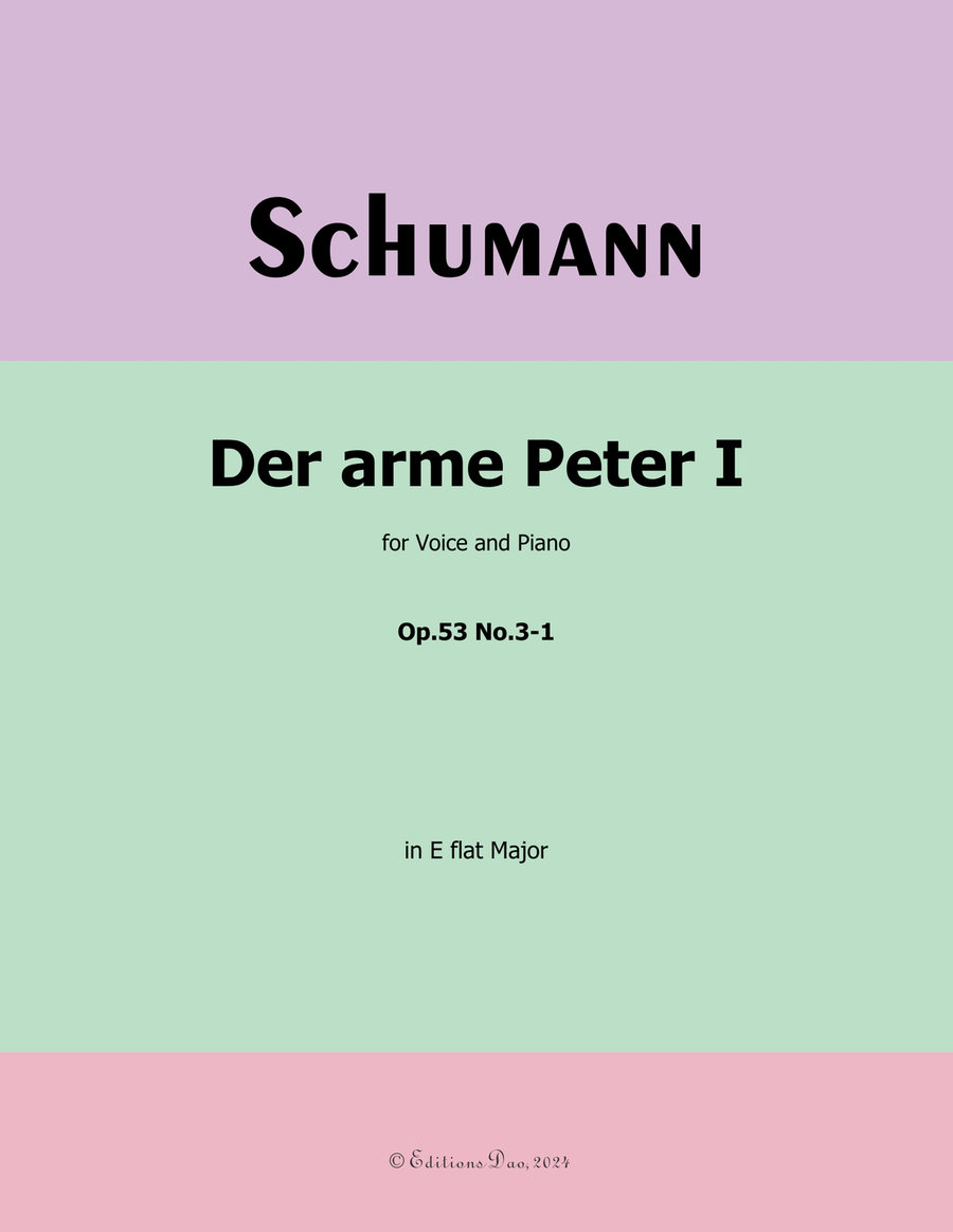 Der arme Peter 1, by Schumann, Op.53 No.3-1, in E flat Major Piano, Vocal scores gallery preview page 1