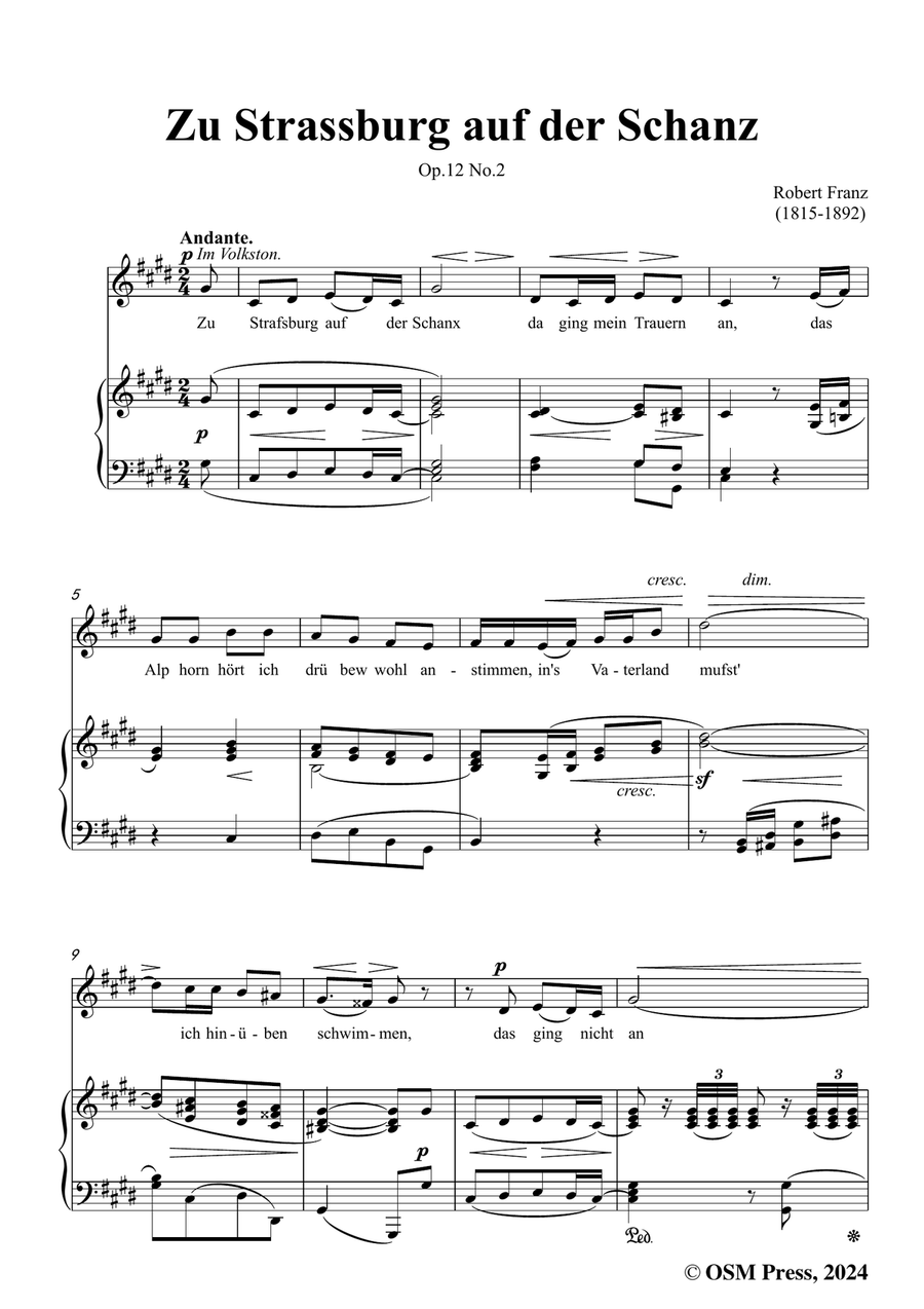 R. Franz-Zu Strassburg auf der Schanz,in c sharp minor Piano, Vocal scores gallery preview page 3