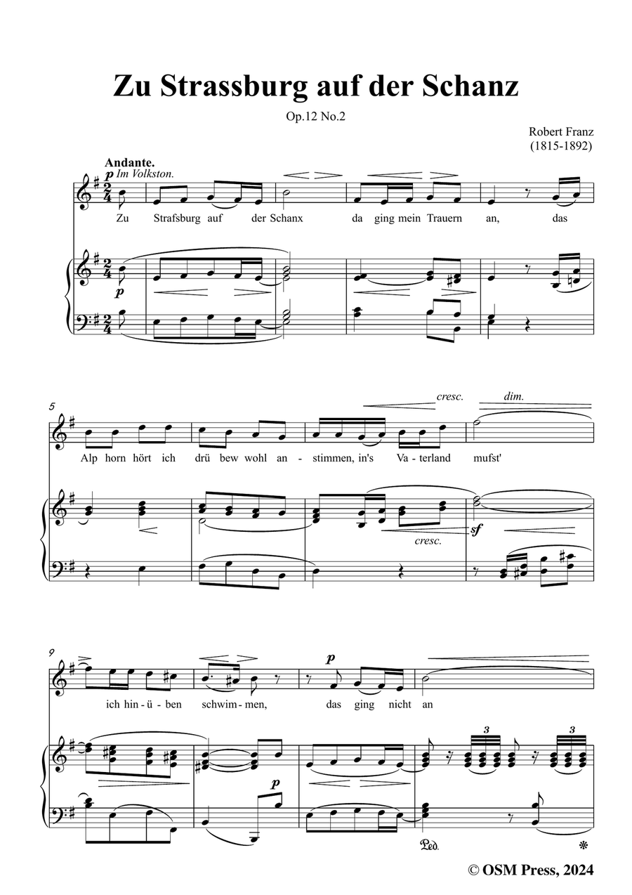 R. Franz-Zu Strassburg auf der Schanz,in e minor Piano, Vocal scores gallery preview page 3