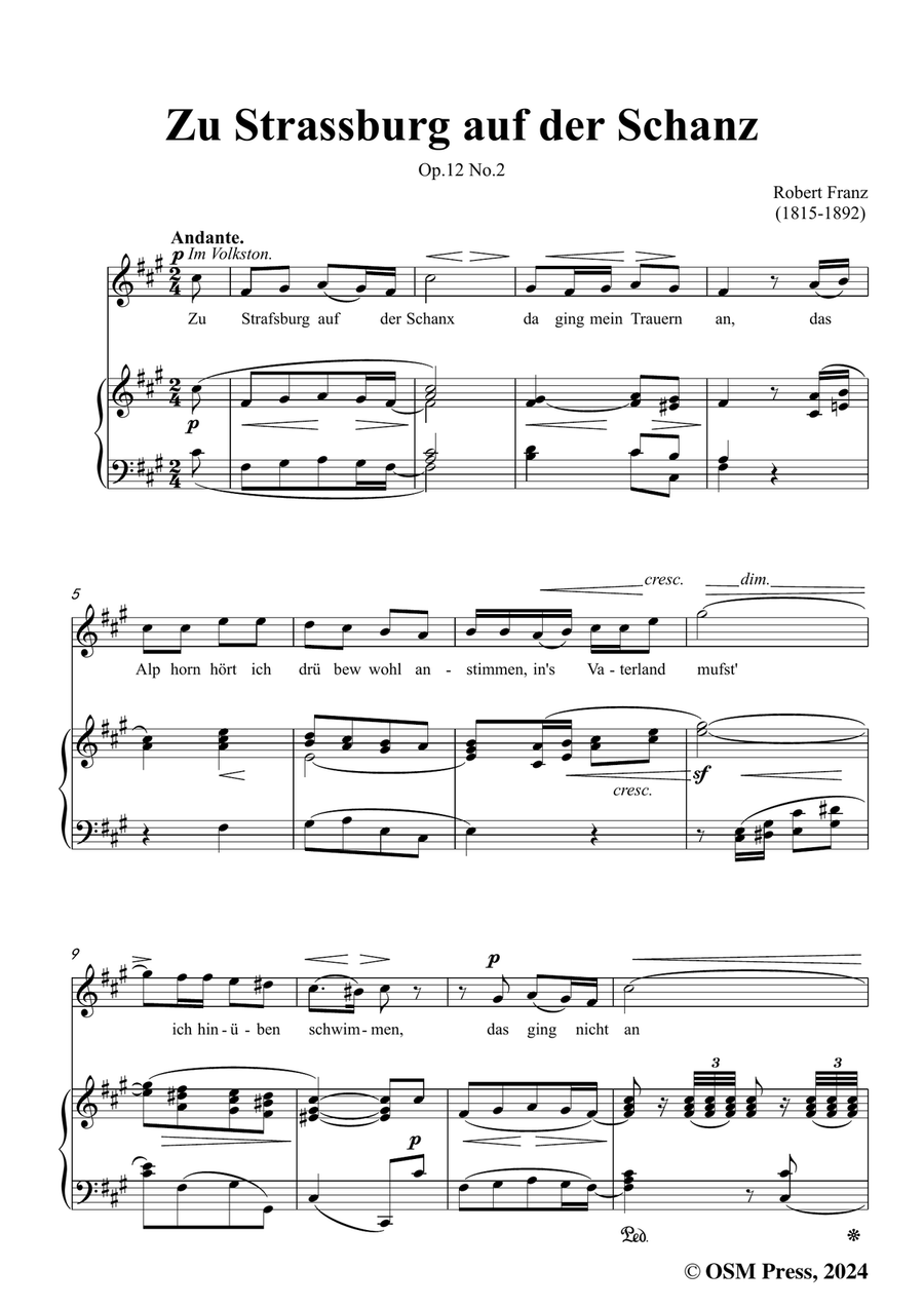 R. Franz-Zu Strassburg auf der Schanz,in f sharp minor Piano, Vocal scores gallery preview page 3