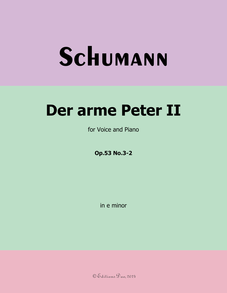 Der arme Peter 2, by Schumann, Op.53 No.3-2, in e minor Piano, Vocal scores gallery preview page 1