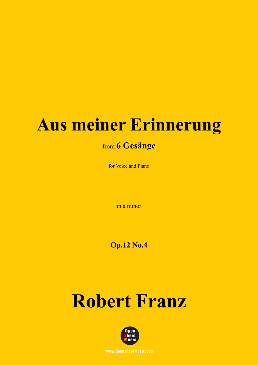 R. Franz-Aus meiner Erinnerung,in a minor Piano, Vocal scores gallery preview page 1