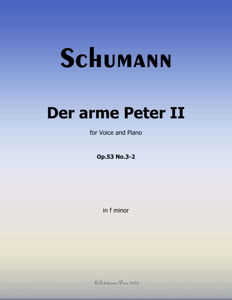 Der arme Peter 2, by Schumann, Op.53 No.3-2, in f minor Piano, Vocal scores gallery preview page 1
