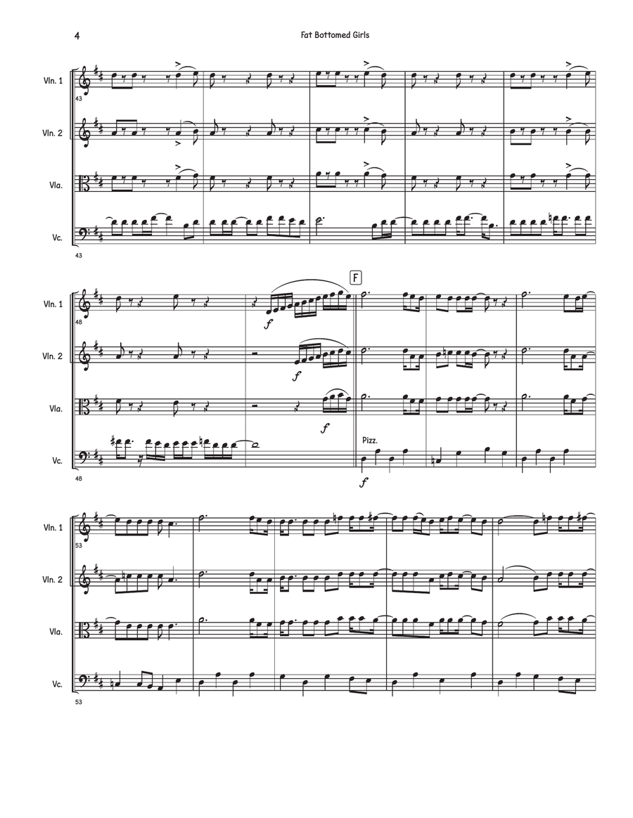 Fat Bottomed Girls Fat Bottomed Girls String Quartet scores gallery preview page 4