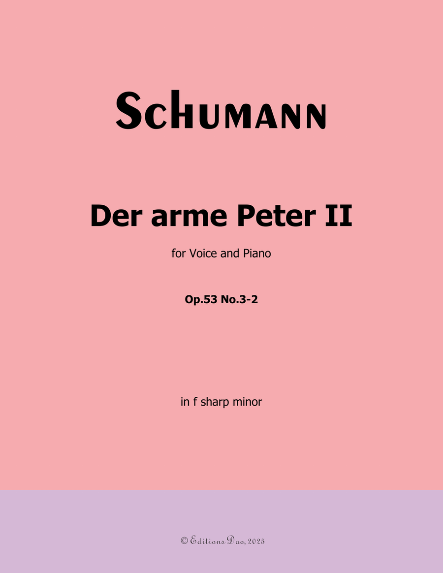 Der arme Peter 2, by Schumann, Op.53 No.3-2, in f sharp minor Piano, Vocal scores gallery preview page 1