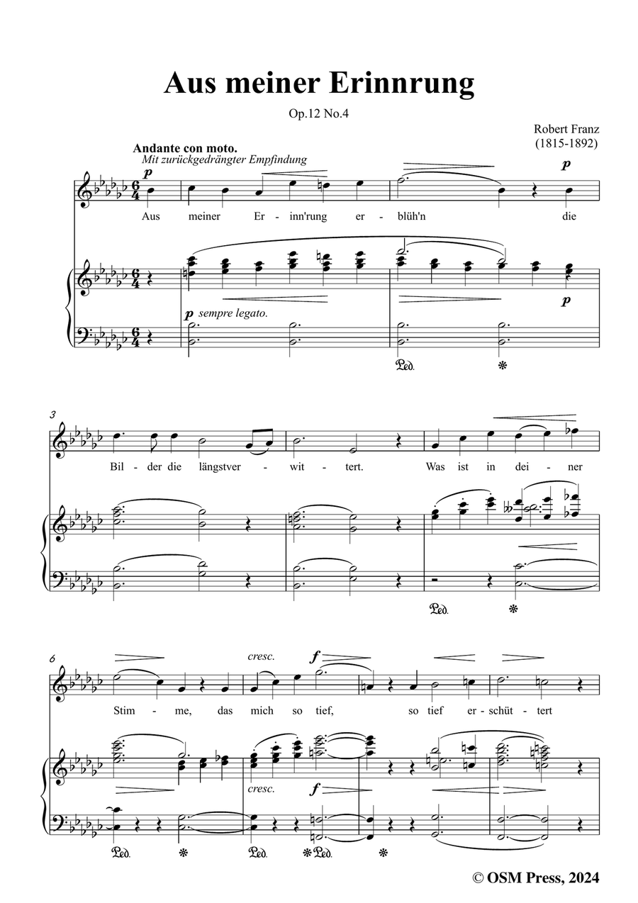R. Franz-Aus meiner Erinnerung,in e flat minor Piano, Vocal scores gallery preview page 3