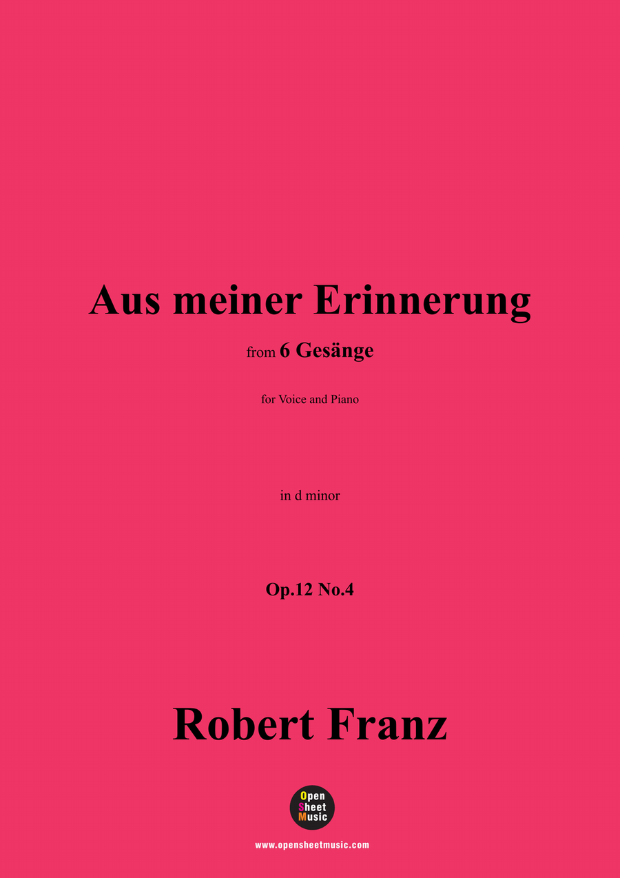 R. Franz-Aus meiner Erinnerung,in d minor Piano, Vocal scores gallery preview page 1
