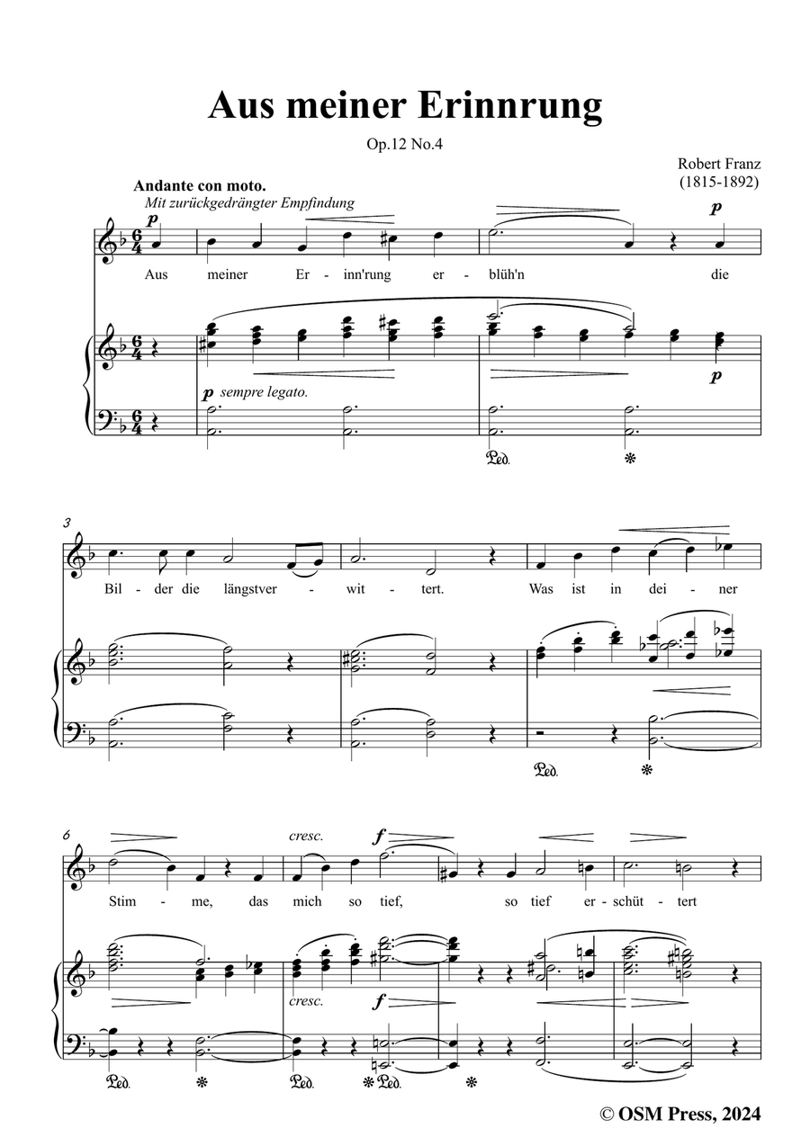 R. Franz-Aus meiner Erinnerung,in d minor Piano, Vocal scores gallery preview page 3