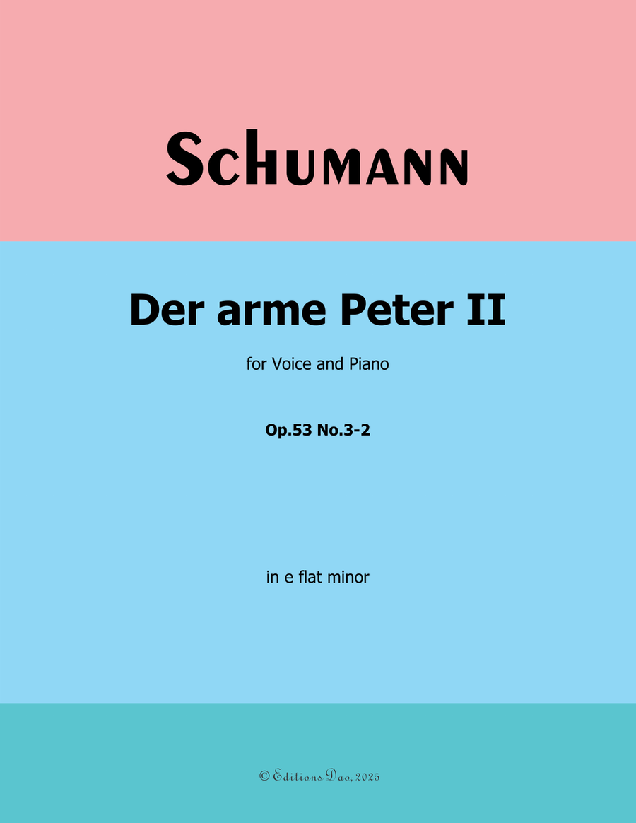 Der arme Peter 2, by Schumann, Op.53 No.3-2, in e flat minor Piano, Vocal scores gallery preview page 1