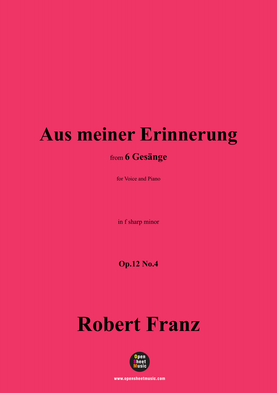 R. Franz-Aus meiner Erinnerung,in f sharp minor Piano, Vocal scores gallery preview page 1