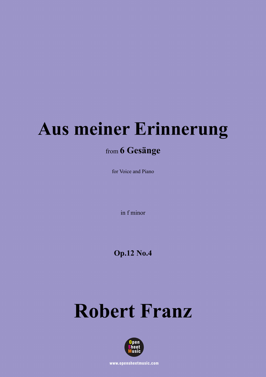 R. Franz-Aus meiner Erinnerung,in f minor Piano, Vocal scores gallery preview page 1