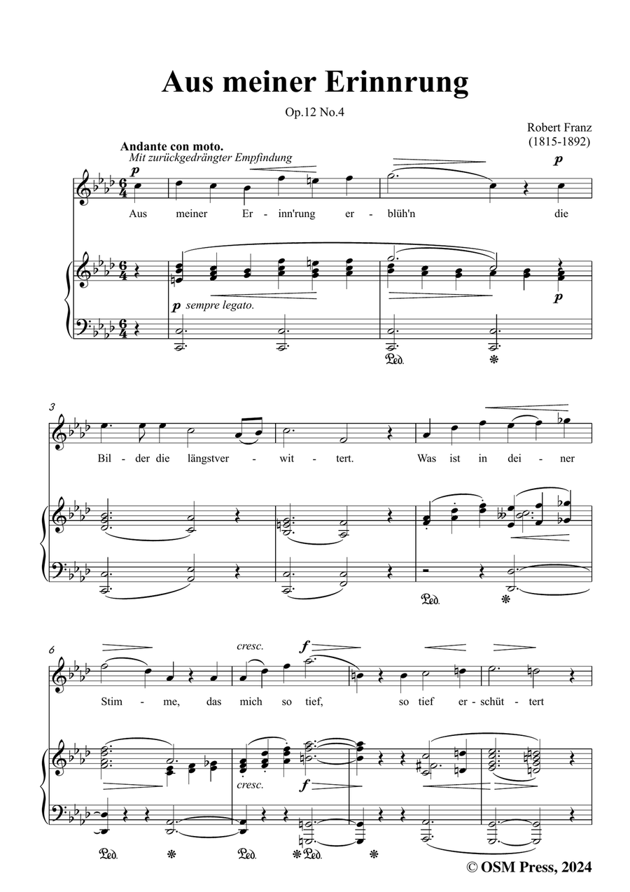R. Franz-Aus meiner Erinnerung,in f minor Piano, Vocal scores gallery preview page 3