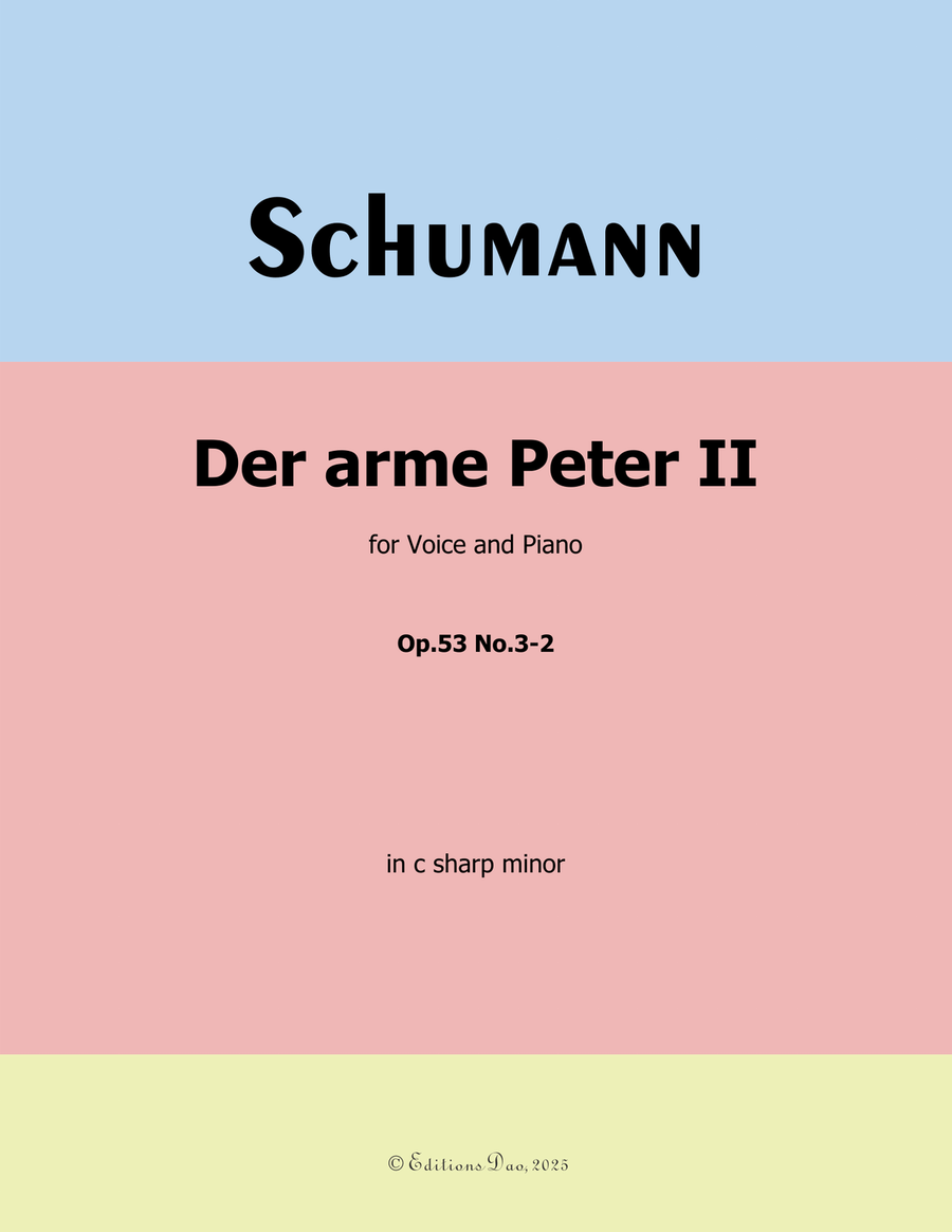 Der arme Peter 2, by Schumann, Op.53 No.3-2, in c sharp minor Piano, Vocal scores gallery preview page 1