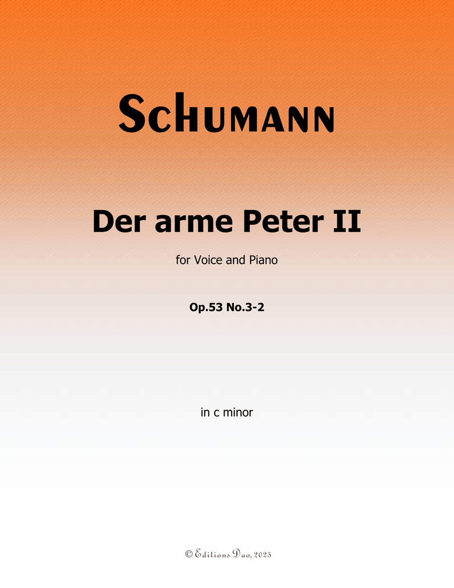 Der arme Peter 2, by Schumann, Op.53 No.3-2, in c minor Piano, Vocal scores gallery preview page 1