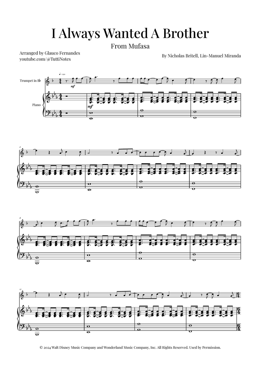 I Always Wanted A Brother B-Flat Trumpet scores gallery preview page 1