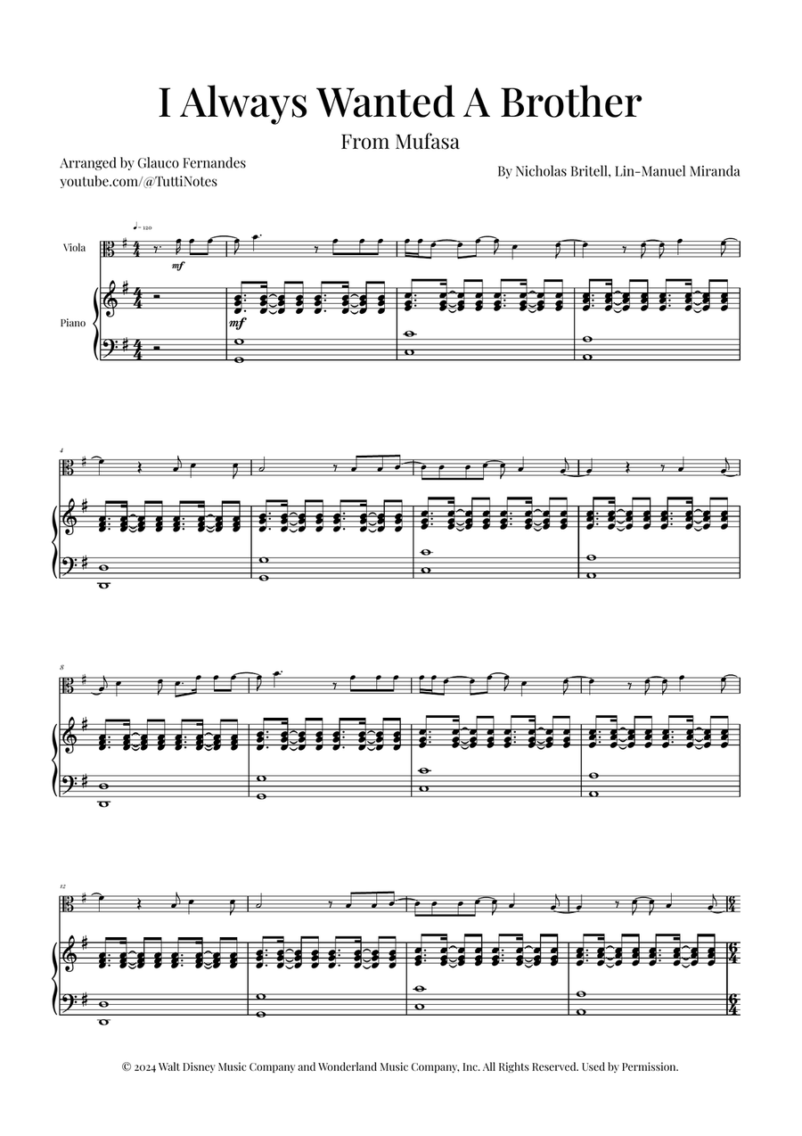 I Always Wanted A Brother Viola scores gallery preview page 1