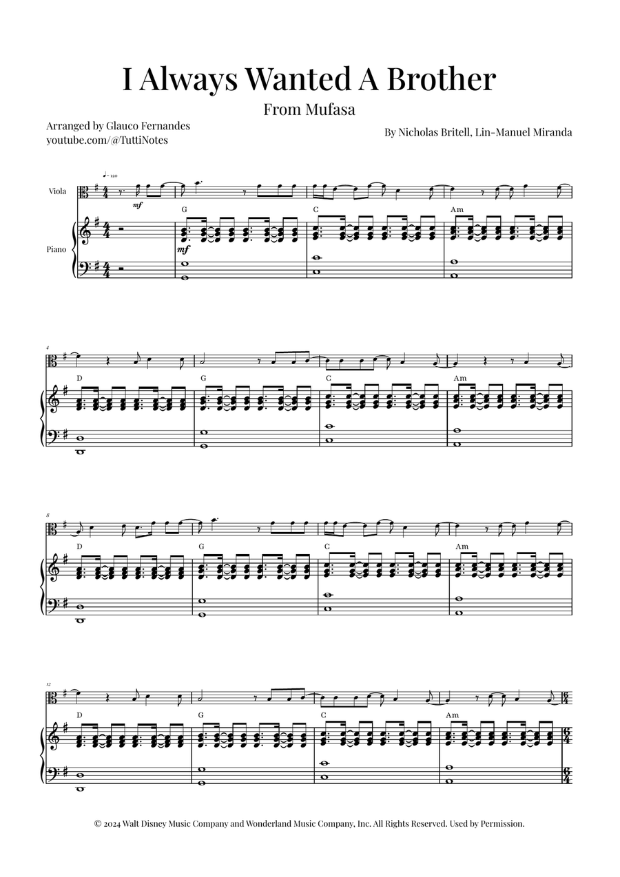 I Always Wanted A Brother Viola scores gallery preview page 1