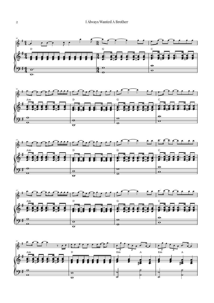 I Always Wanted A Brother Violin Solo scores gallery preview page 2