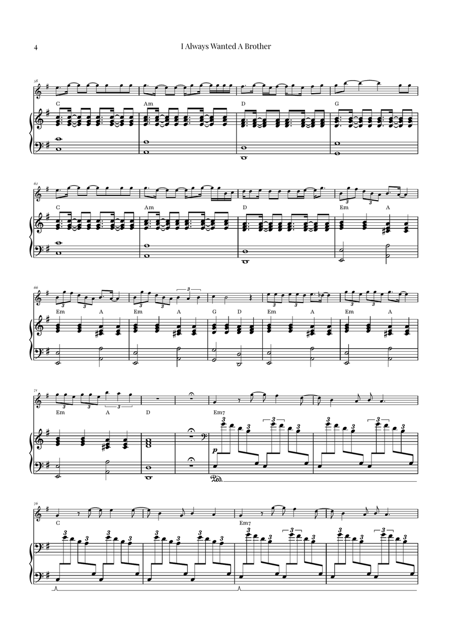 I Always Wanted A Brother Violin Solo scores gallery preview page 4