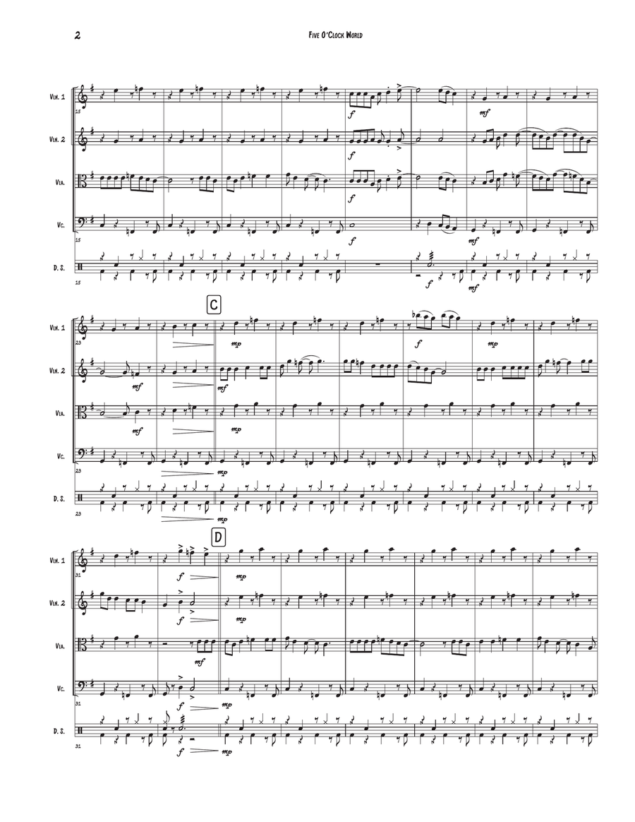 Five O'clock World Five O'clock World String Quartet scores gallery preview page 2