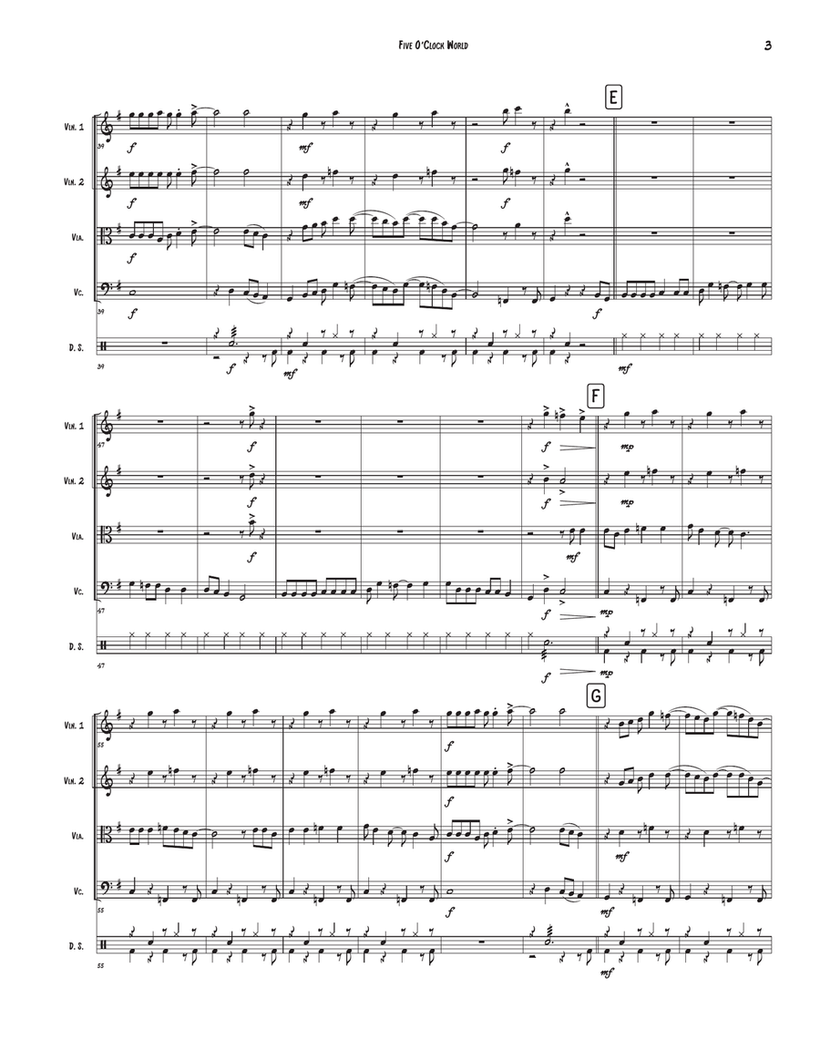 Five O'clock World Five O'clock World String Quartet scores gallery preview page 3