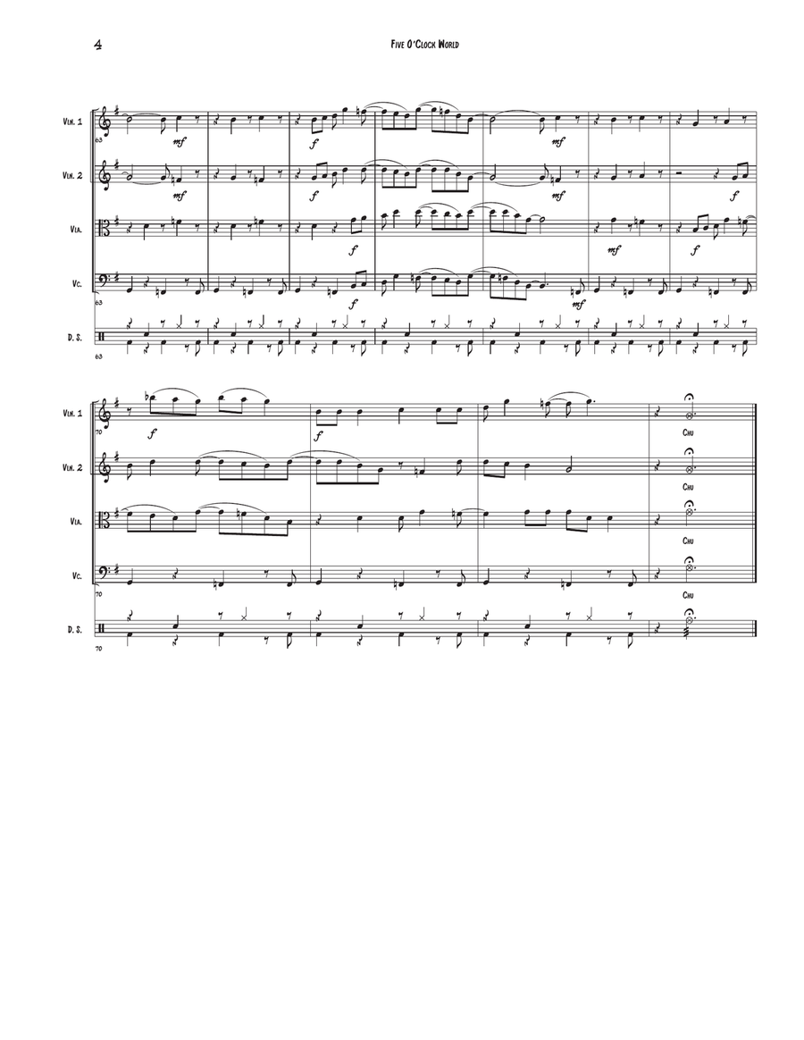 Five O'clock World Five O'clock World String Quartet scores gallery preview page 4