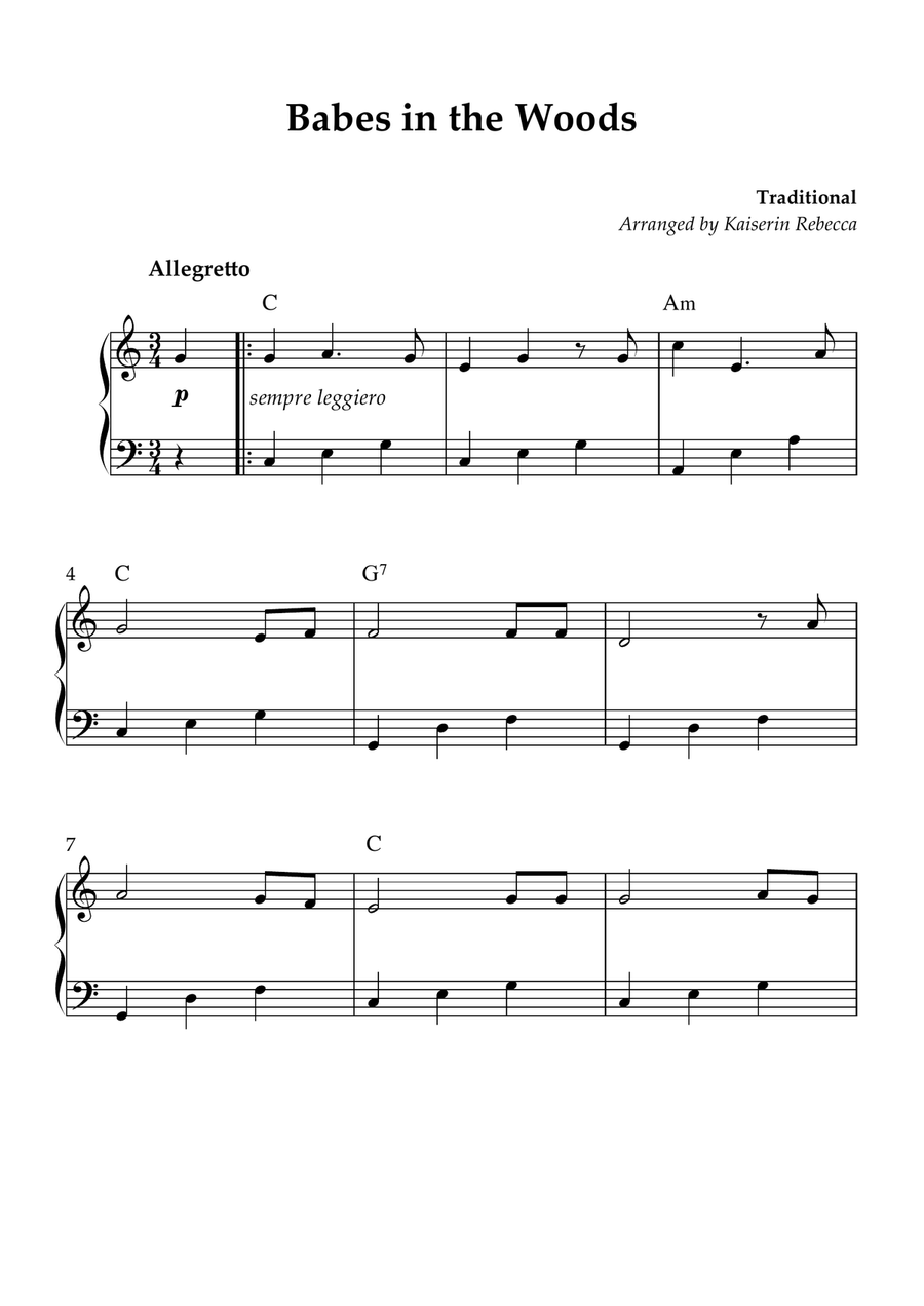 Babes in the Woods Babes in the Woods Piano Method scores gallery preview page 1