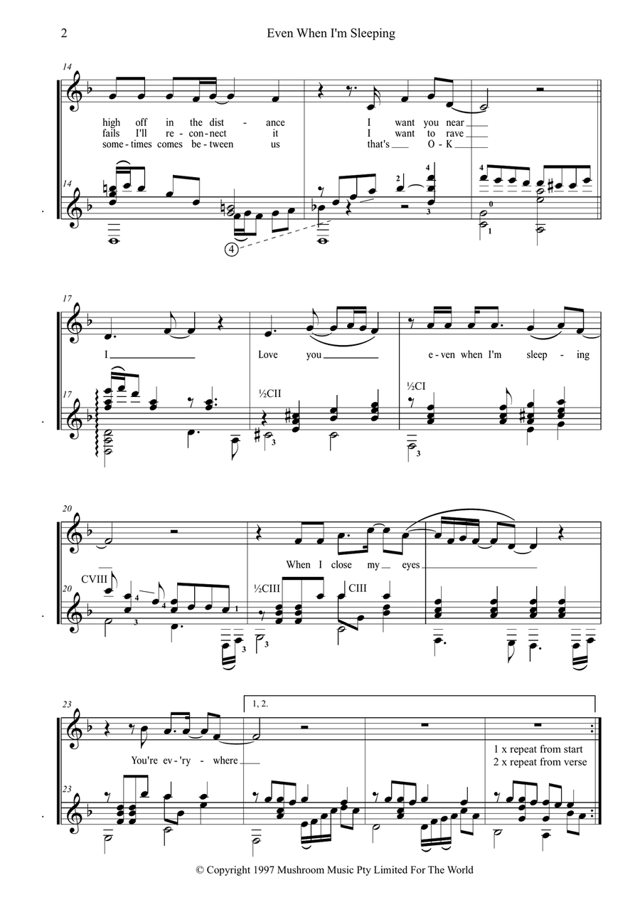 Even When I'm Sleeping Even When I'm Sleeping Piano, Vocal scores gallery preview page 2