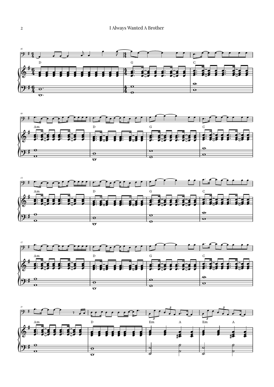 I Always Wanted A Brother Piano scores gallery preview page 2