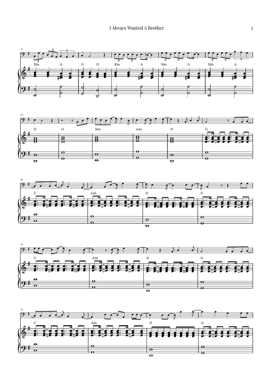 I Always Wanted A Brother Piano scores gallery preview page 3