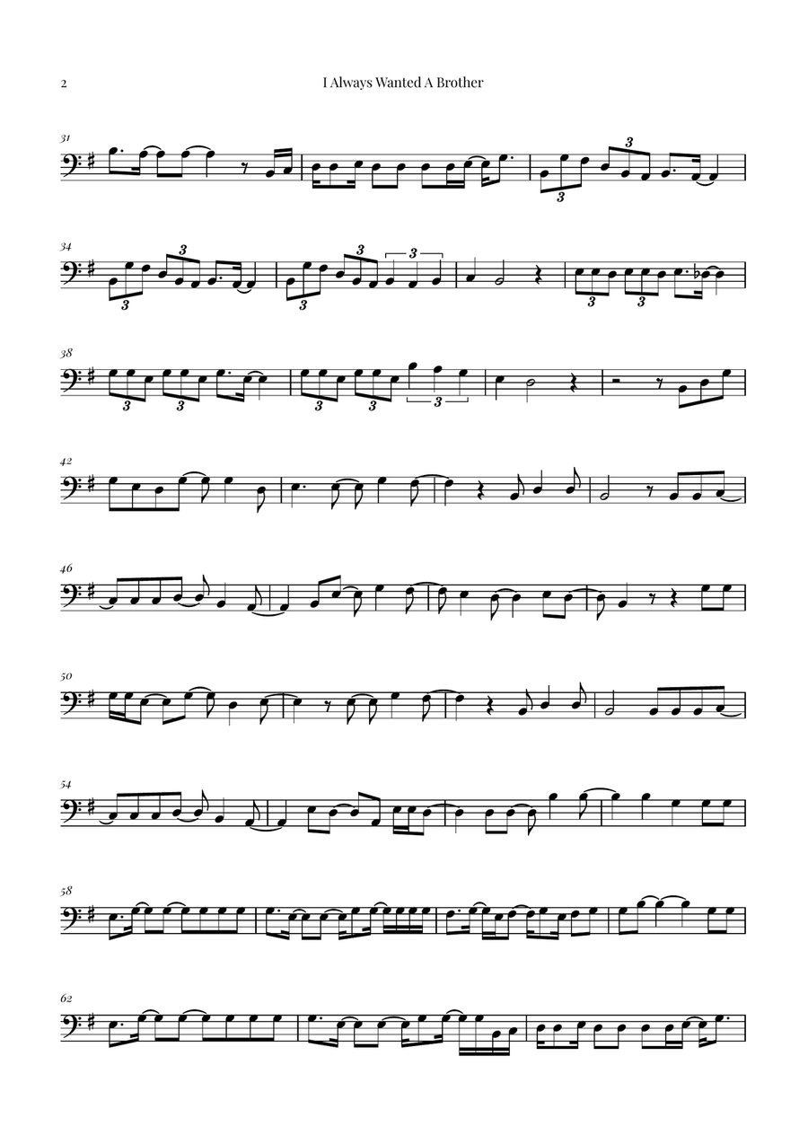 I Always Wanted A Brother Cello Solo scores gallery preview page 2