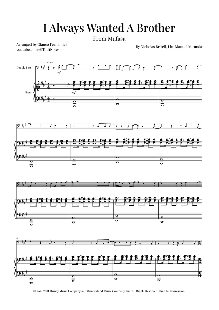 I Always Wanted A Brother Double Bass scores gallery preview page 1