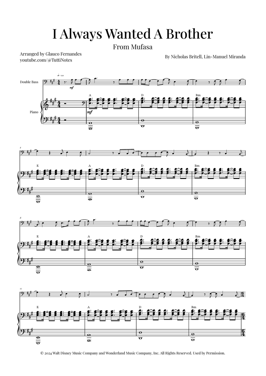 I Always Wanted A Brother Double Bass scores gallery preview page 1